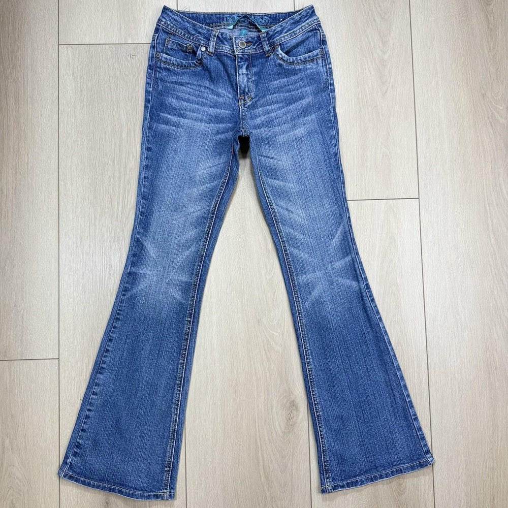 VTG Y2K‎ Limited Too Super Low Flare Jeans Girls 12 Blue Stretch 99% Cotton Emo
